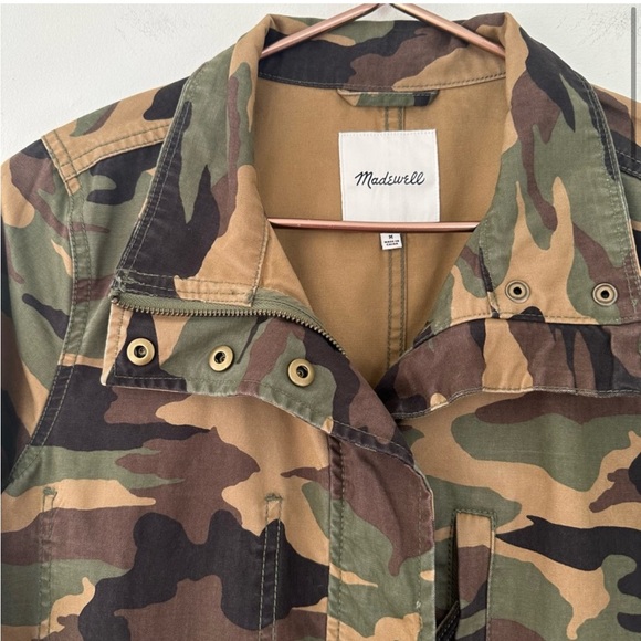 Madewell Womens Medium Green Tan Camo Full Zip Twill Anorak Jacket - Picture 3 of 6